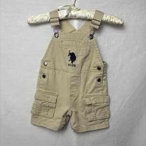 Vintage Toddlers US Polo Assn. Beige Overalls Bib Shorts